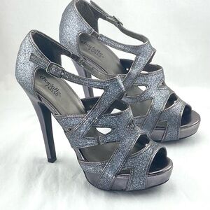 Charlotte Russe Metallic Glitter Strappy Heels